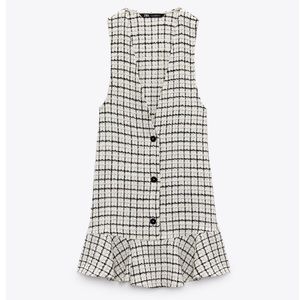 NWT Zara Sleeveless pinafore dress V-neckline Flounced hem